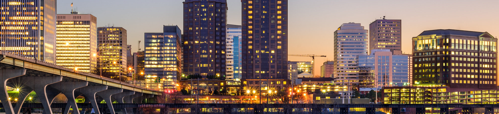 Richmond, Virginia, downtown skyline on the James River